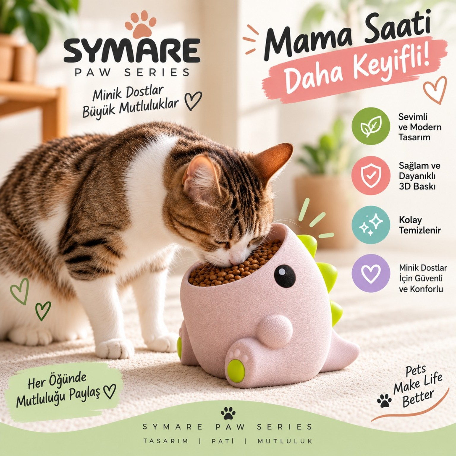 Dino Karakterli Mama Kabı - SYMARE Paw Series